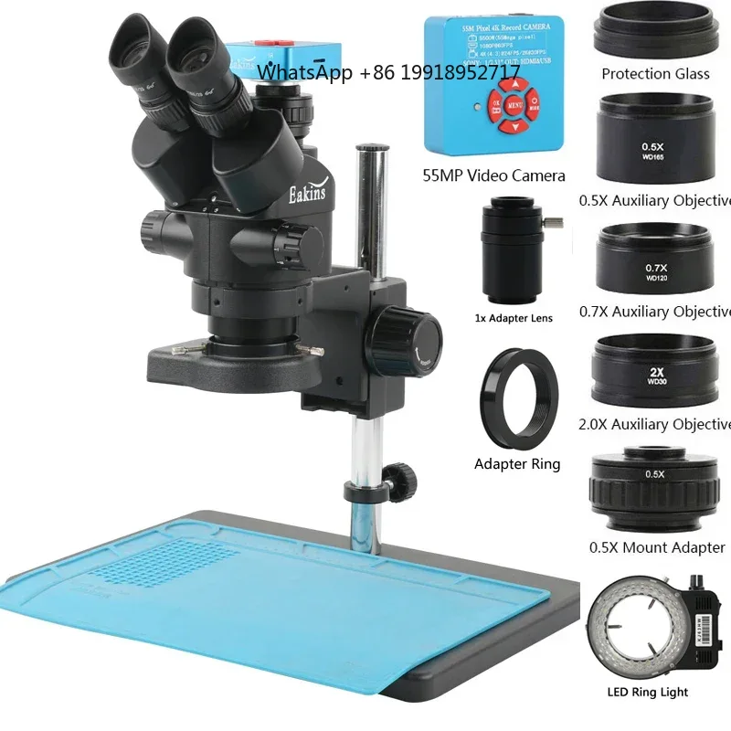 Simul-Focal Industrial Microscope 4K Hdmi - Zestaw mikroskopu stereoskopowego trójokularowego Eakins Zoom
