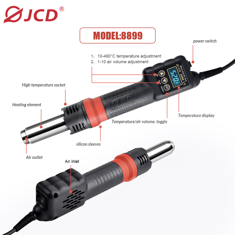 JCD 8899 Stacja lutownicza 2 w – 2 In 1 Soldering Rework Station 750W recenzja i cena